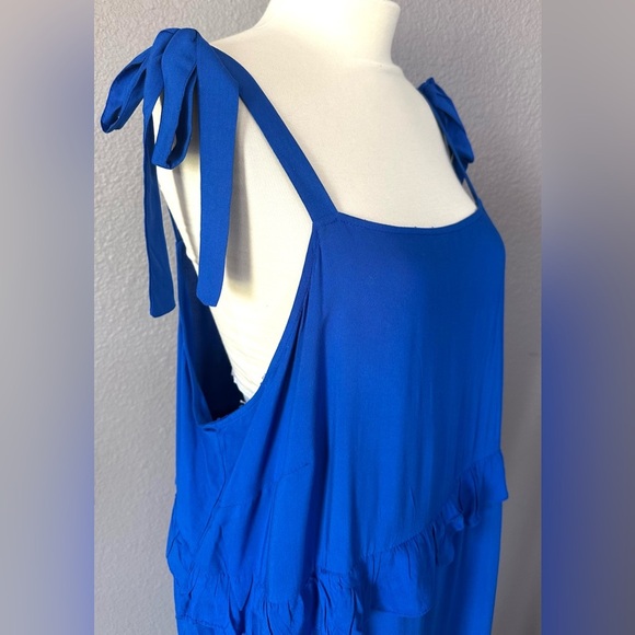 Ivy Street Blue Tiered Maxi Dress Size 2X Ruffled Layered Sleeveless Beach Boho - Picture 6 of 10